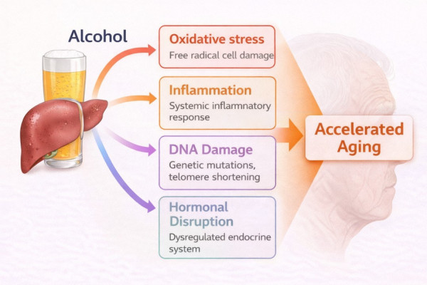 Alcohol's impact on aging pathways
